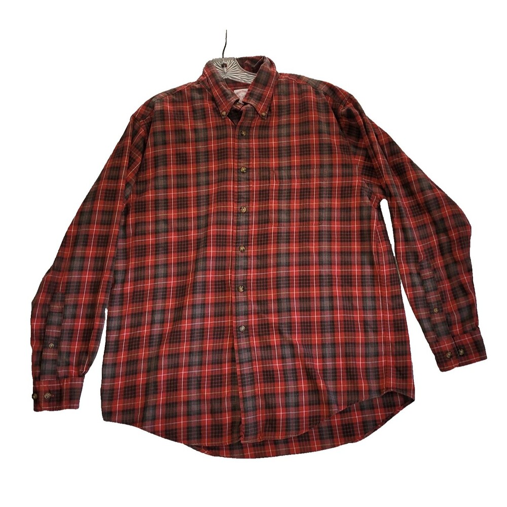 Brooks Brothers Tartan Flannel Shirt Men Large Plaid Cotton Wool Country Ranch
